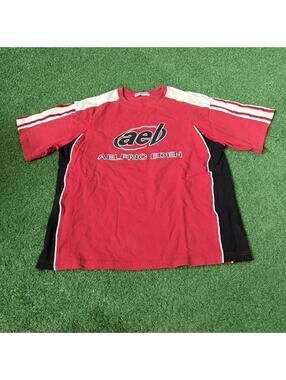 Aelfric Eden Racing Style Graphic Tee Red Black Stripe Streetwear Size M